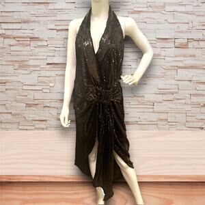 ASOS Black Sequin Wrap Dress